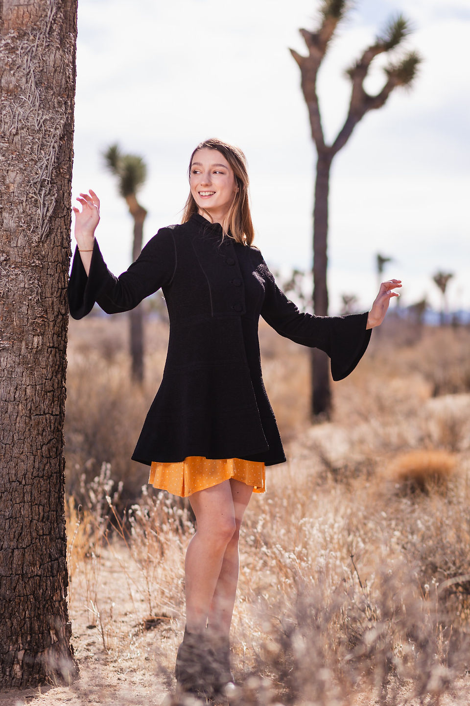 Editorial Fashion Photography Joshua Tree National Park Fashion Photographer High Fashion young girl model posing desert fashion