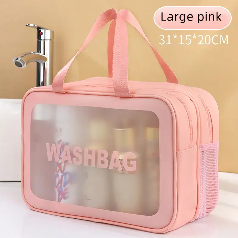 Miniatura: Dry-wet separation double transparent PU makeup bag portable washing bag cosmeti
