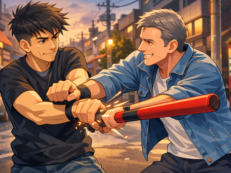 横からの棒攻撃への防御（野球バット）