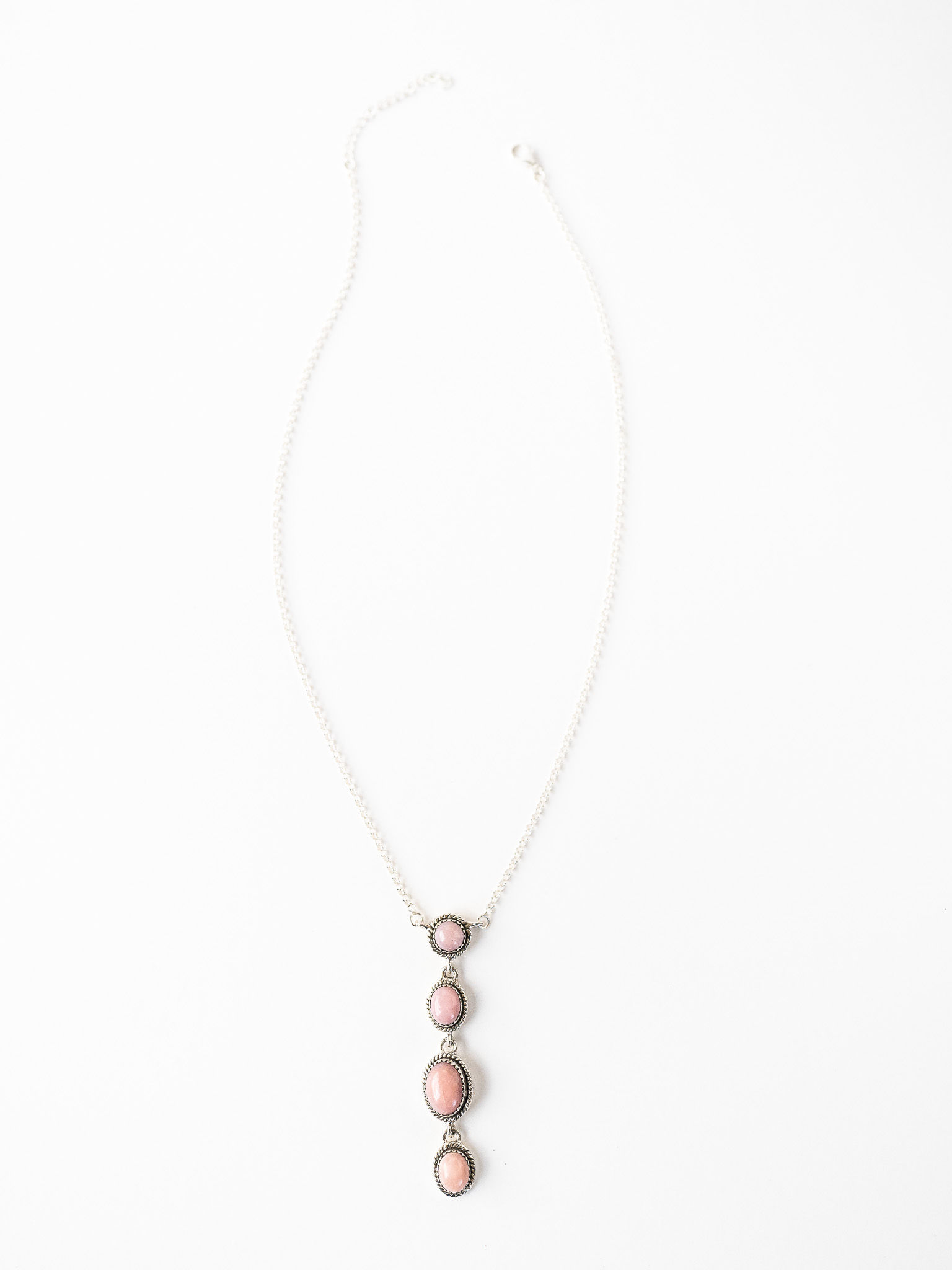 pink opal & sterling silver drop necklace