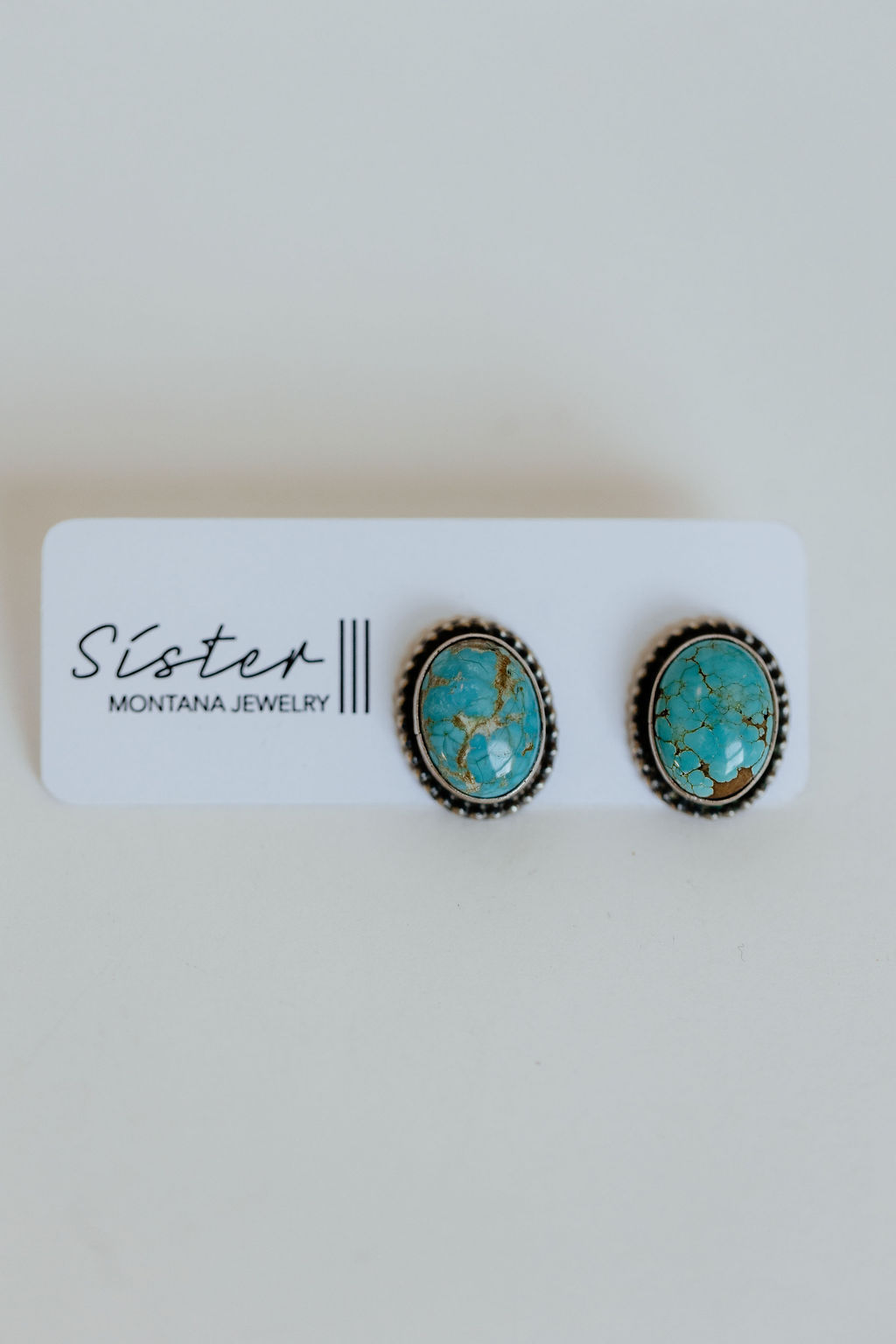 genuine turquoise and sterling silver post earrings