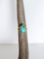 genuine turquoise and 14k plated adjustable ring