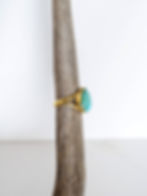 genuine turquoise and 14k plated adjustable ring