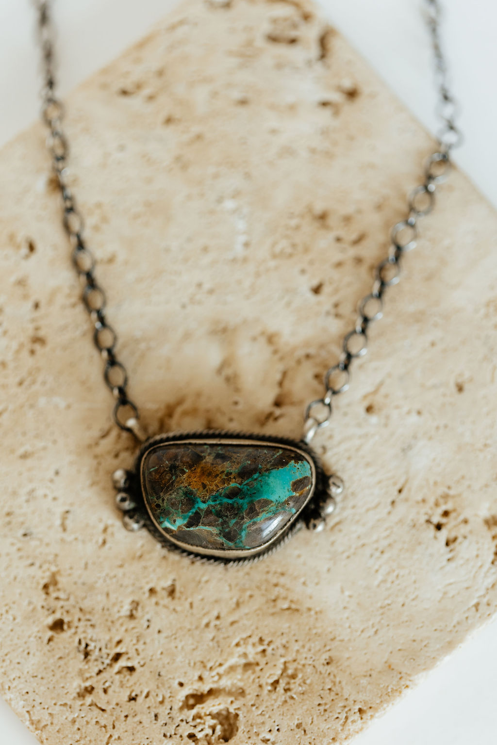 genuine thunder mountain turquoise and sterling silver necklace