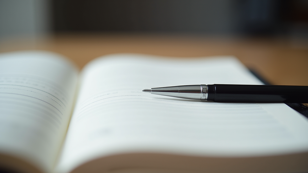Close-up of a notebook with PNL techniques and a pen