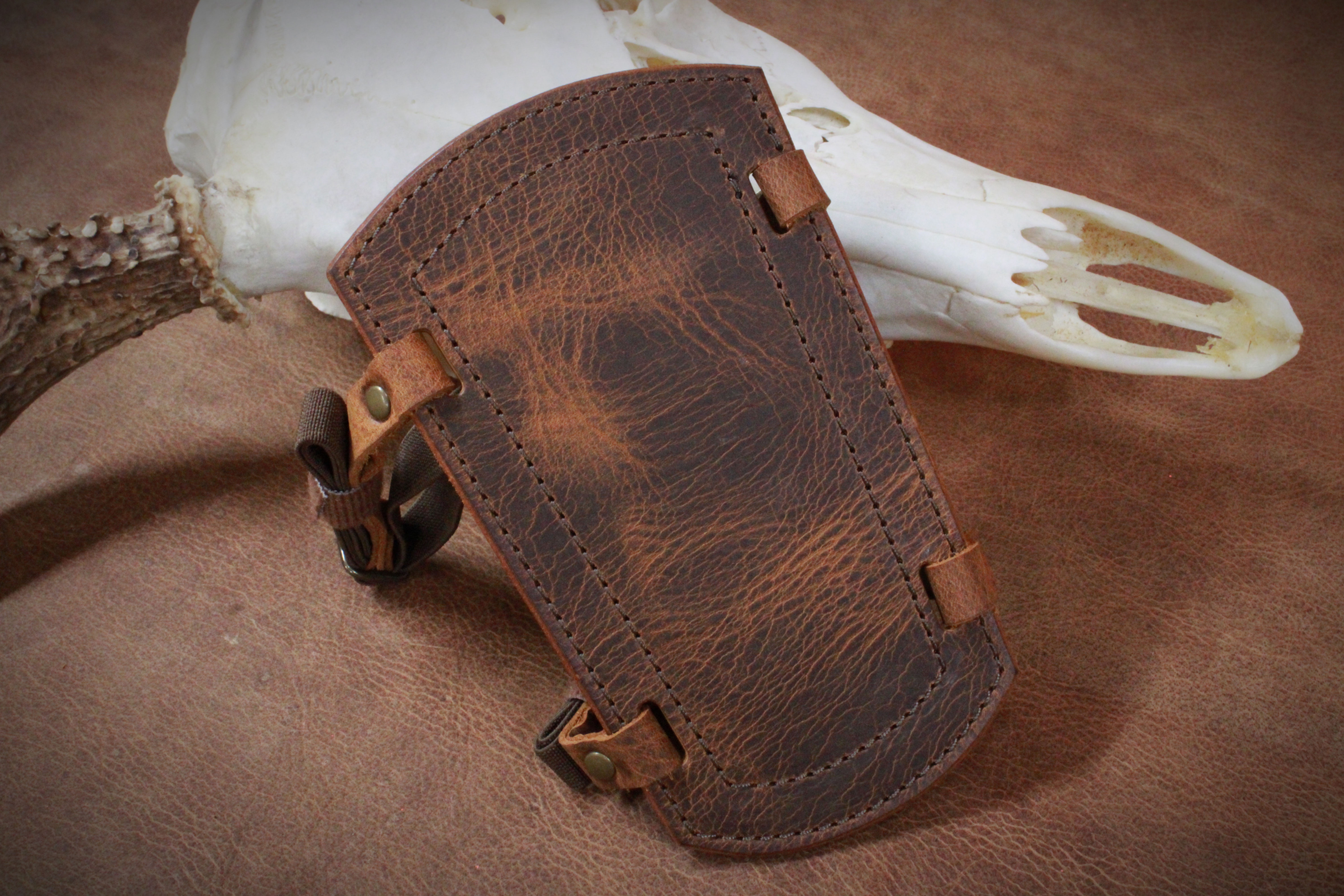 Rustic Brown Leather Archery Arm Guard