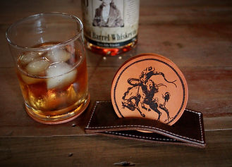 Custom leather cowboy coasters