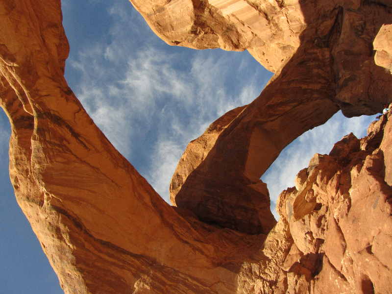 Double Arch at Arches National Park from under the arch