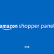 Blue background with Amazon Shopper Panel logo centered and small Coins To Cash Dollars logo below.