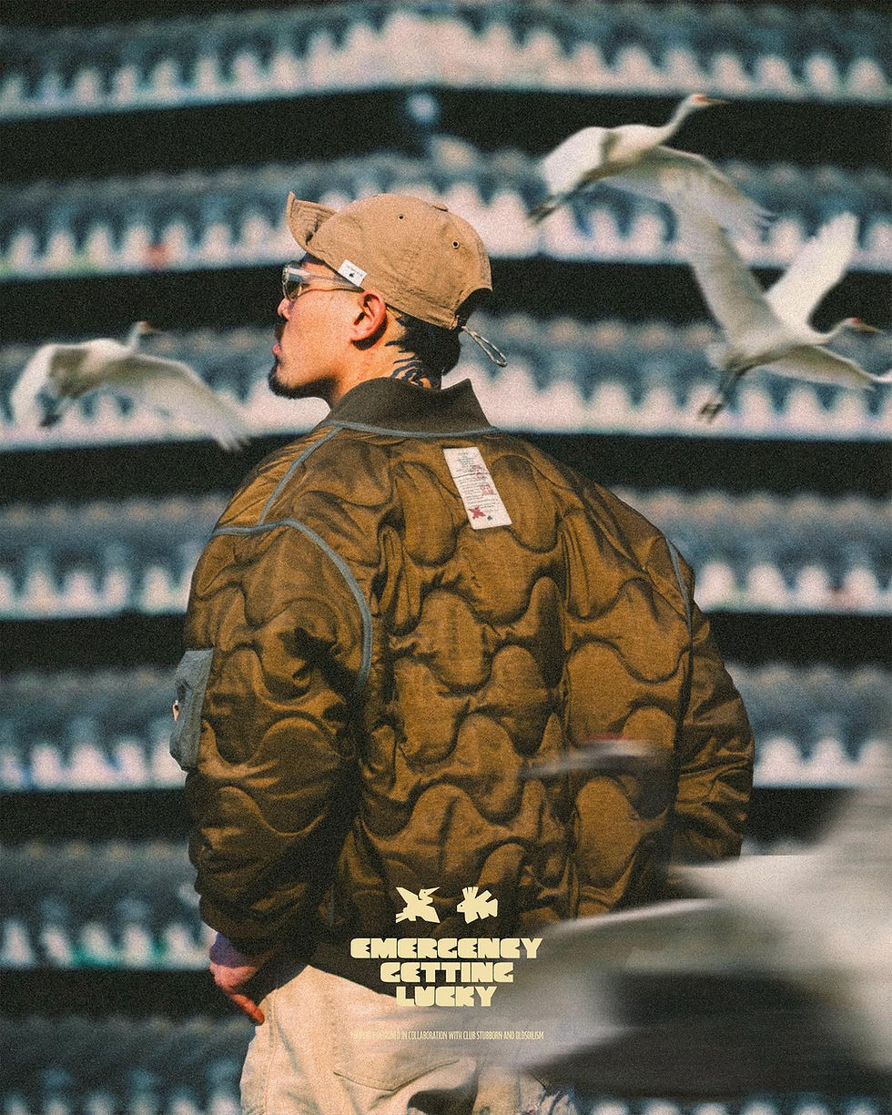 Thumbnail: CSxOS Auspicious Cranes S8 Flight Jacket - Gold/Olive