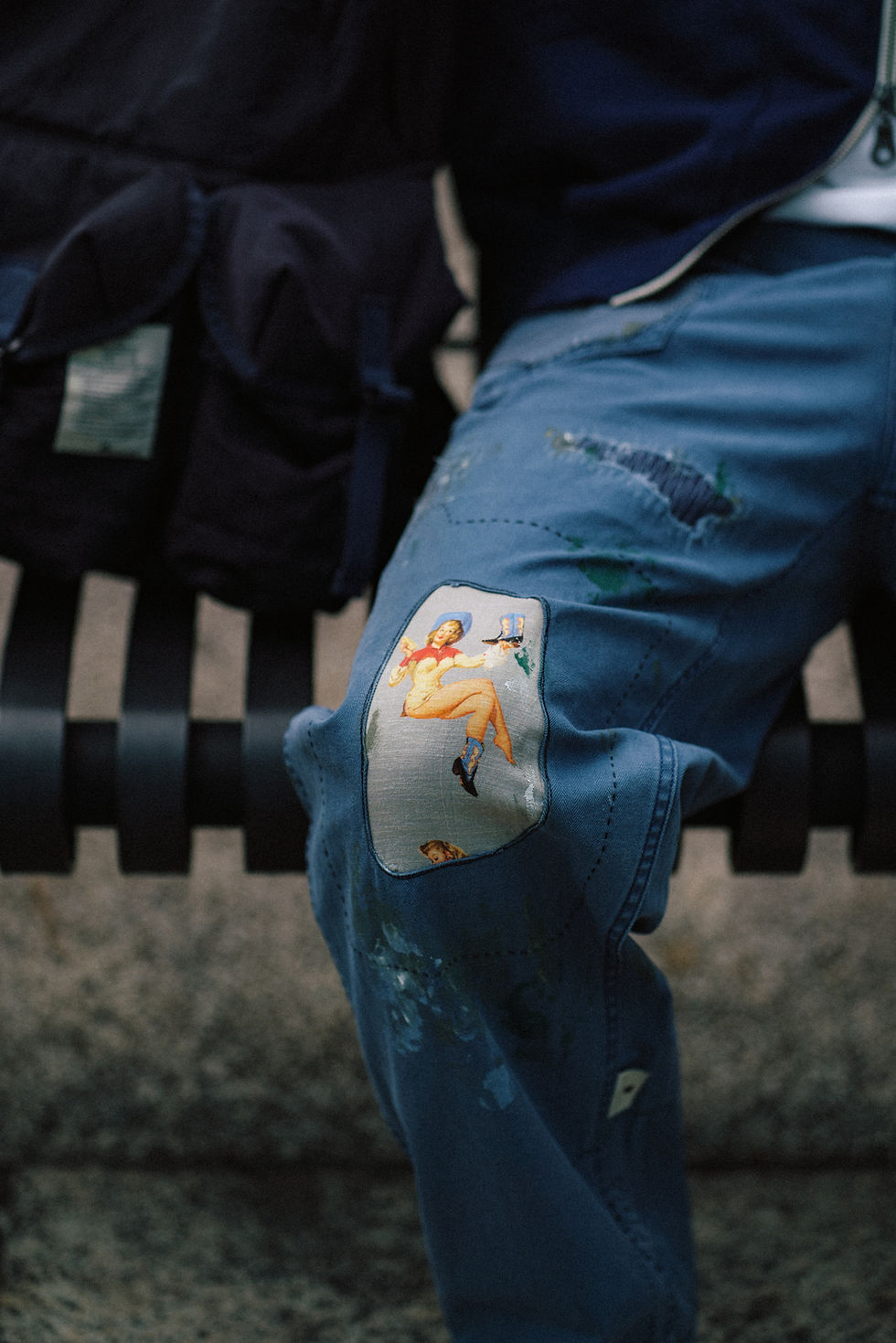 Thumbnail: The Army Worker Pants - Damaged Blue