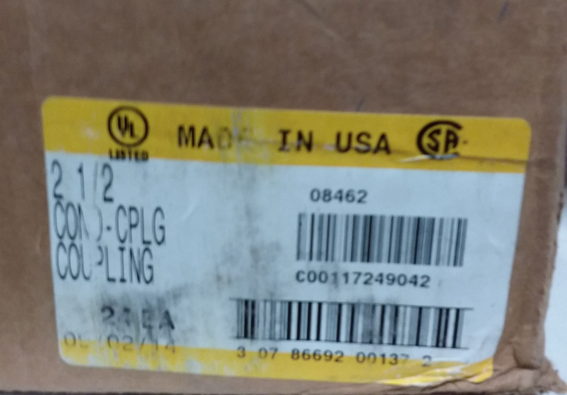 WHEATLAND TUBE 2-1/2'' STEEL CONDUIT COUPLING 08462