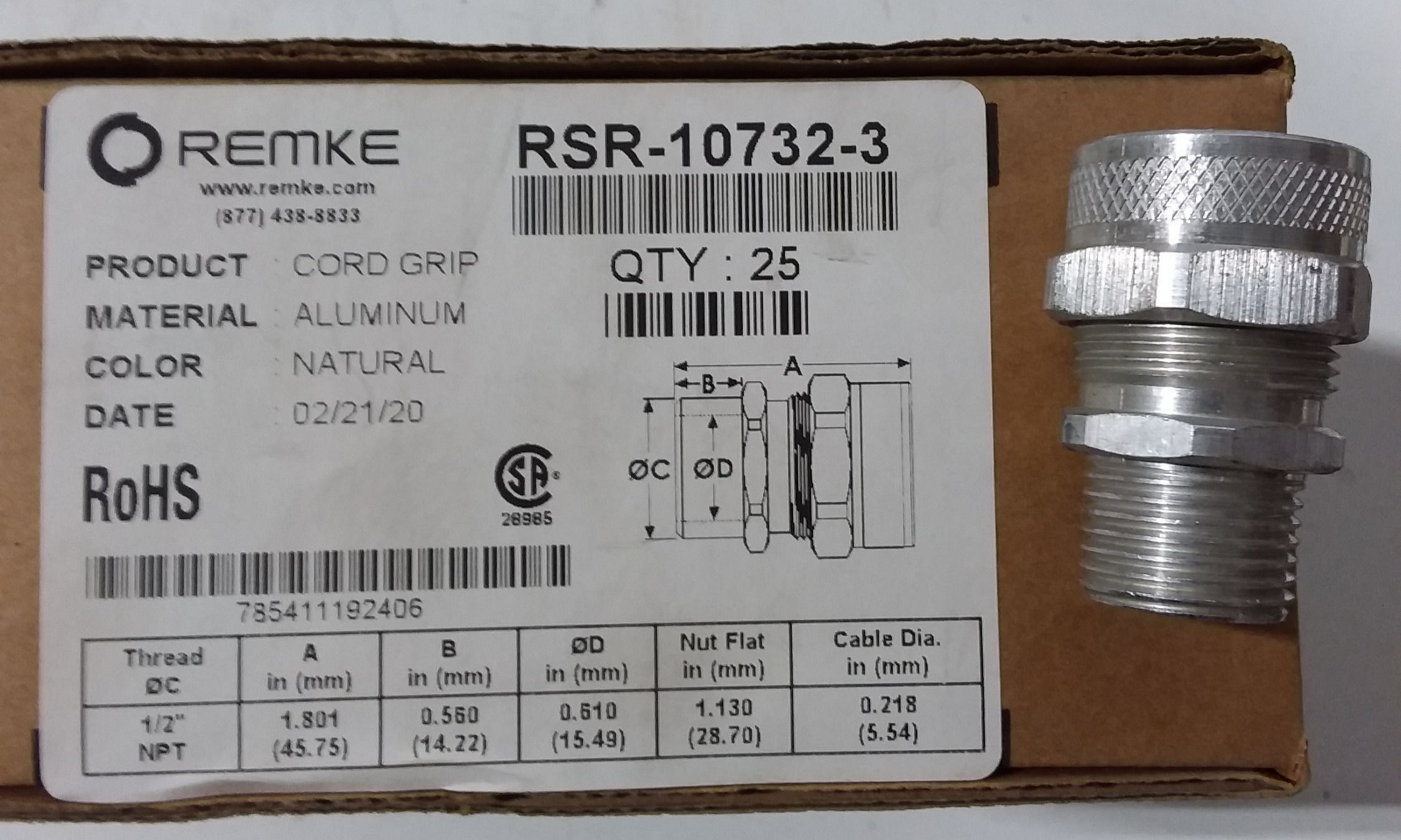 RSR-10732-3, Remke, Multiple Hole Bushing, neoprene, 3 hole, .218, Form Size 2