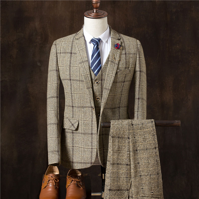 Thumbnail: Formal Groom Wear 3 Piece (Blazer+ Vest + Pants) Men's Suit Fashion Business Gen