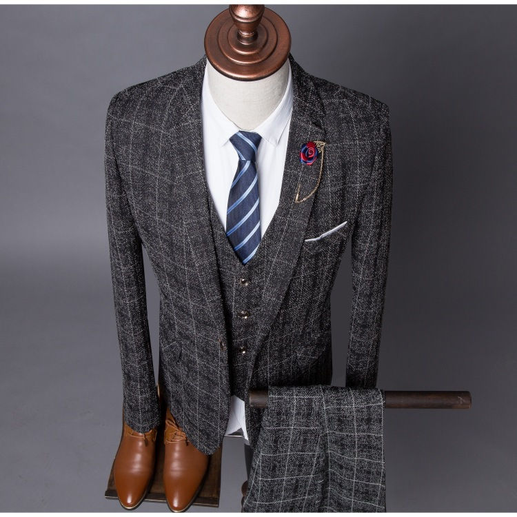 Thumbnail: Formal Groom Wear 3 Piece (Blazer+ Vest + Pants) Men's Suit Fashion Business Gen