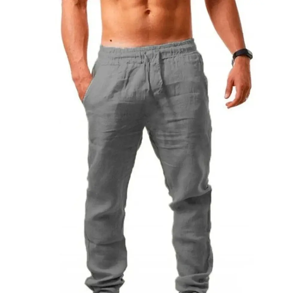 Thumbnail: Men's Casual Pants Summer Male Breathable High Quality Trousers Sweatpants Solid