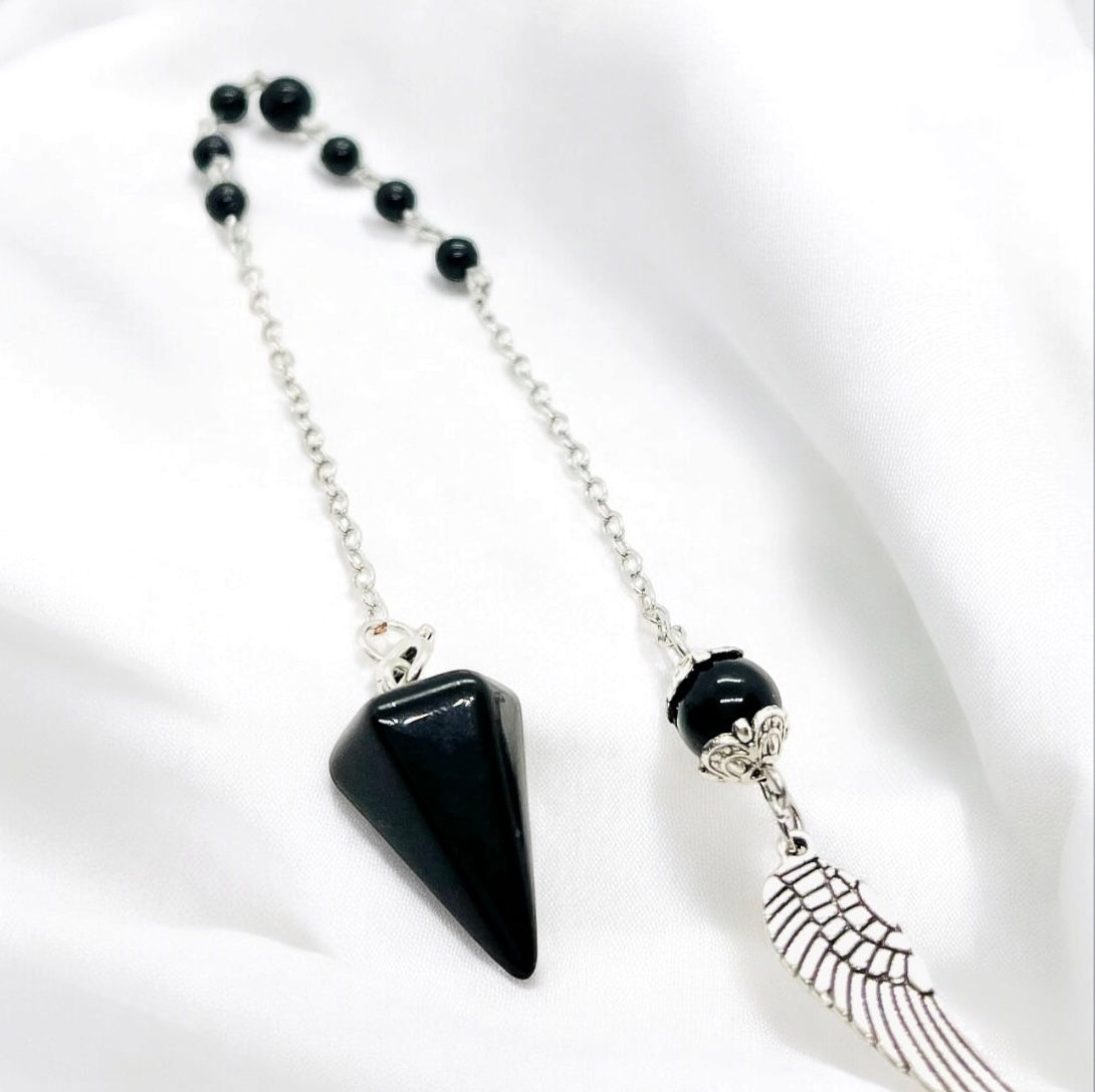 PENDULE OBSIDIENNE TOURMALINE 