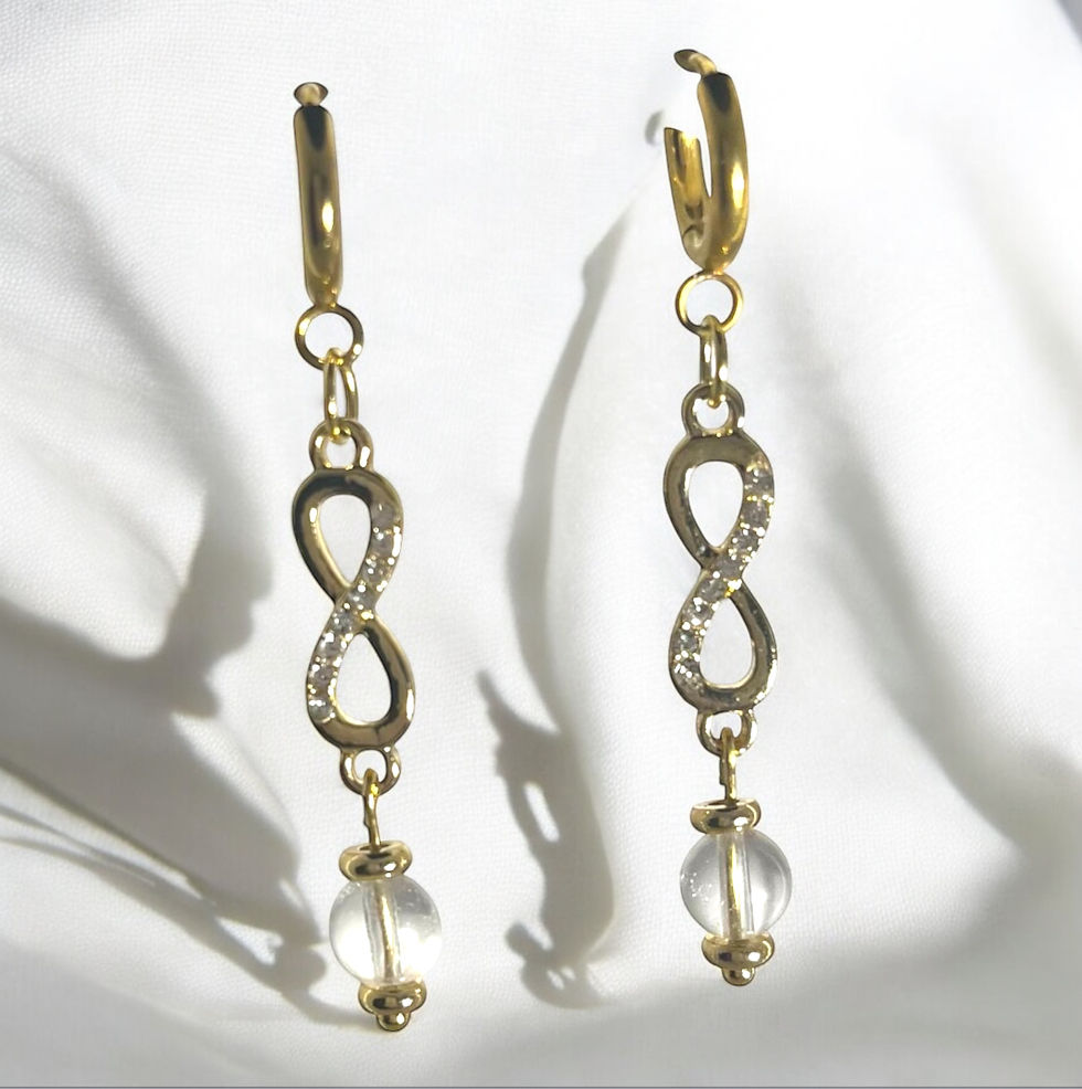 BOUCLES D’OREILLES INFINI CRISTAL DE ROCHE DORÉ 