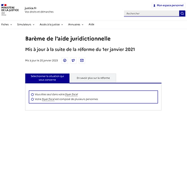 Simulateur du barème d'aide juridictionnelle