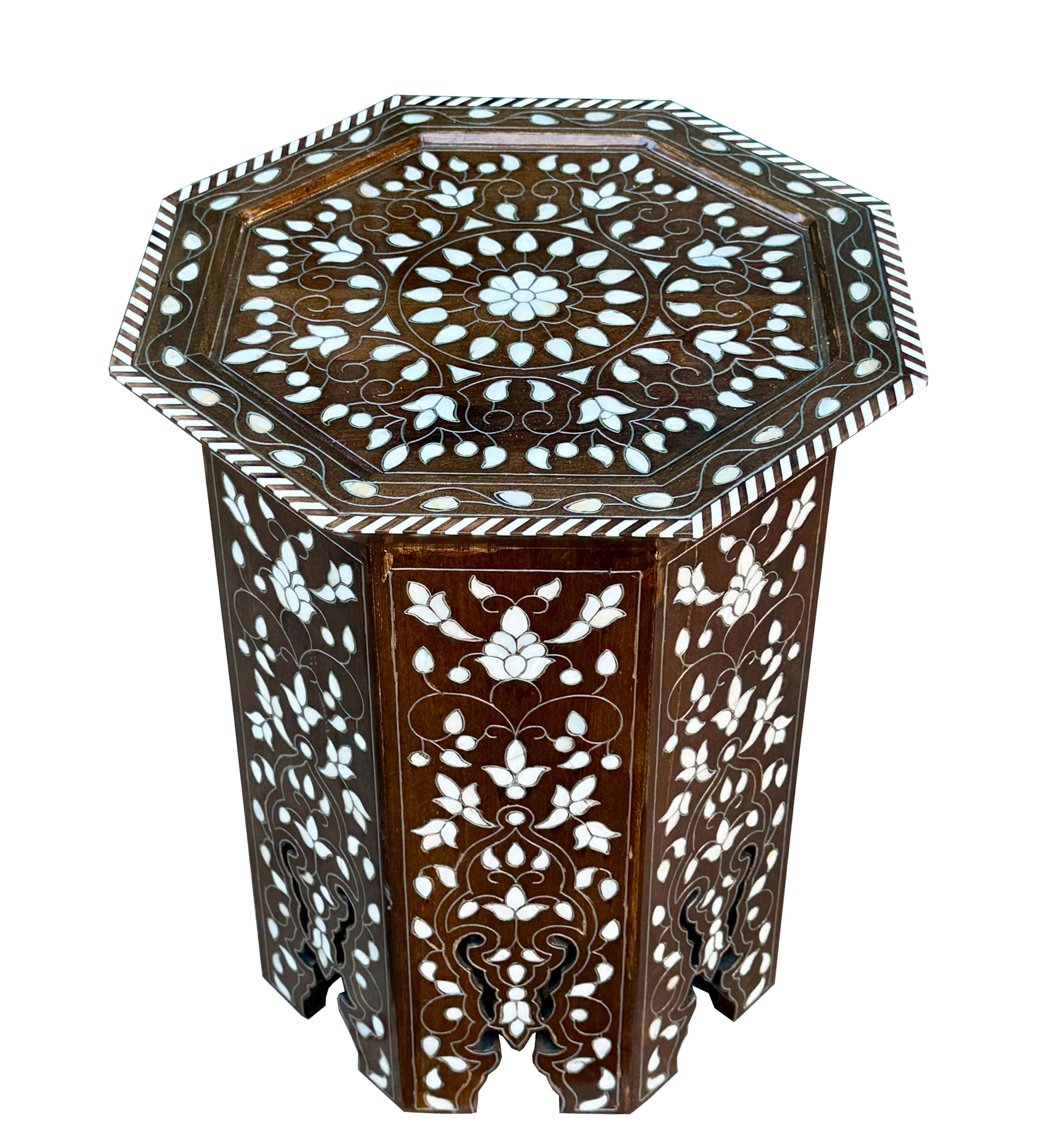 Mother of pearl inlaid Syrian side table #2601
