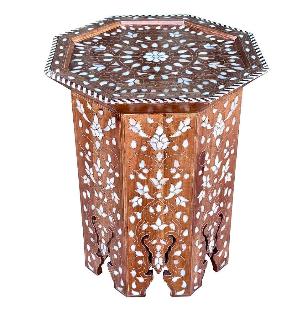 Octagonal Syrian Mother-of-Pearl Inlaid Side Table