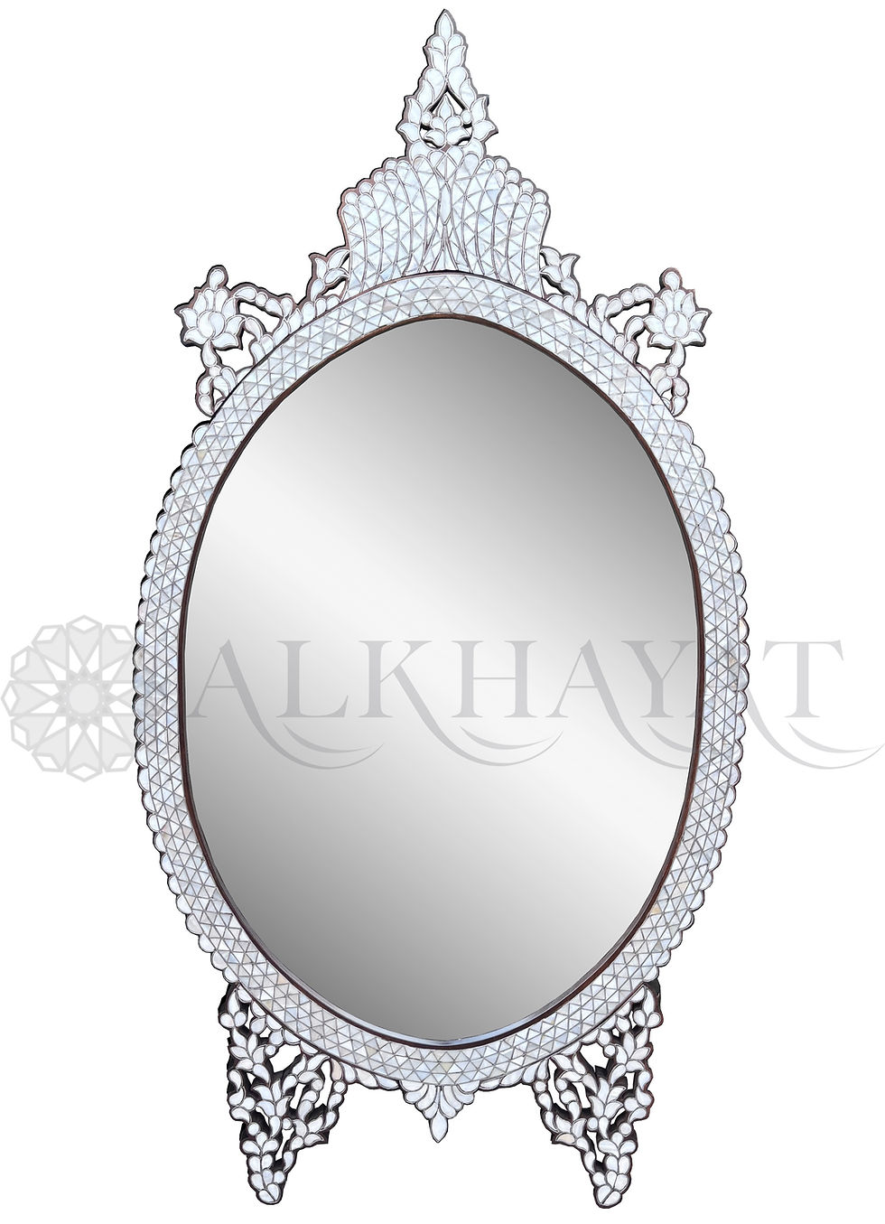 Syrian mother of pearl inlay oval mirror