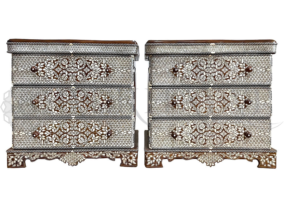 Syrian mother of pearl inlay nightstands
