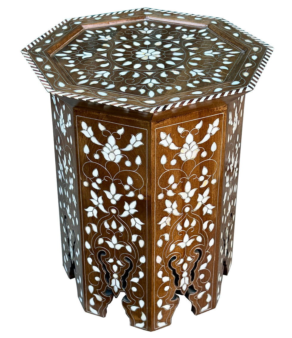 Thumbnail: Octagonal Syrian Mother-of-Pearl Inlaid Side Table