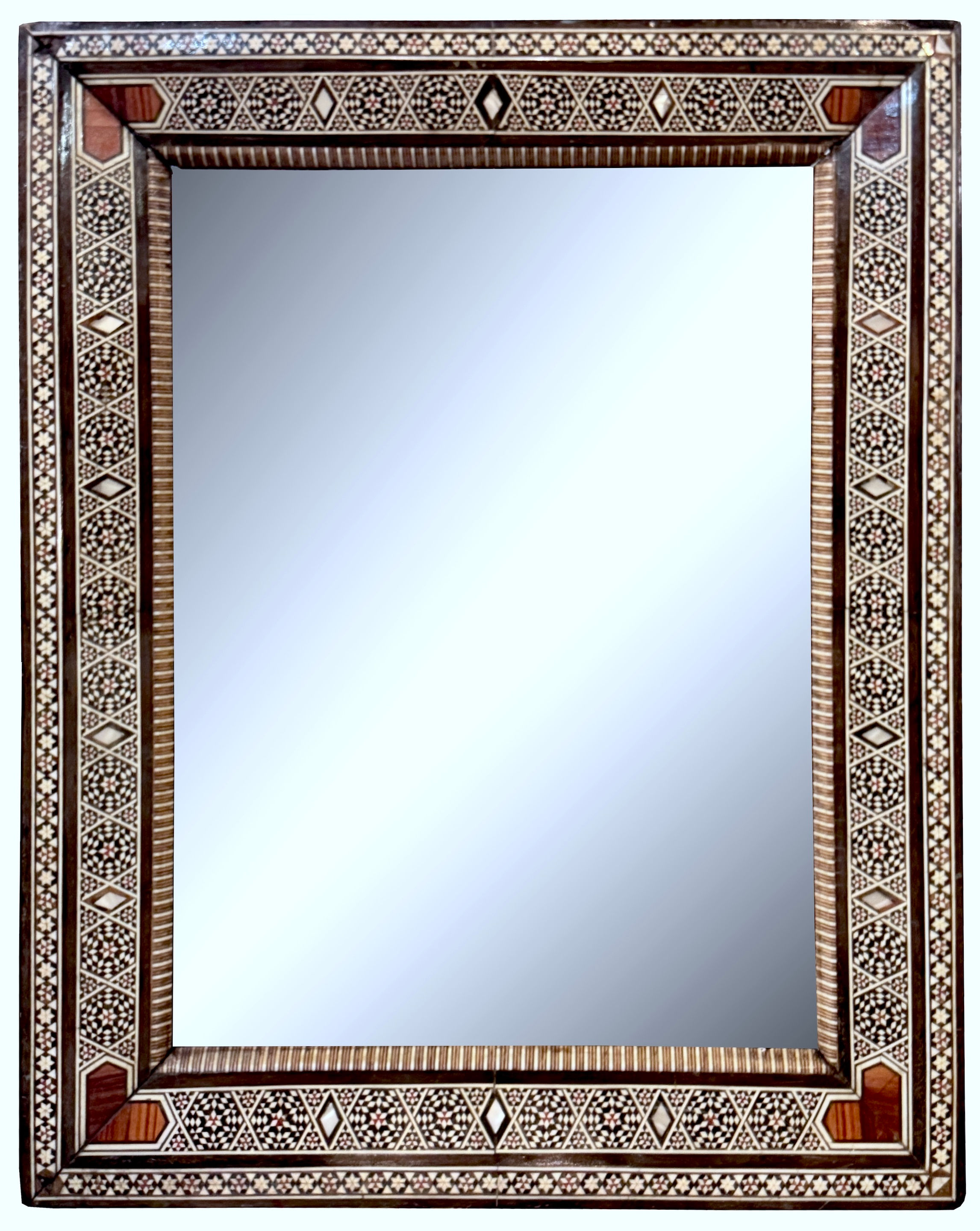 Vintage Marquetry Wood Inlay Syrian Mirror