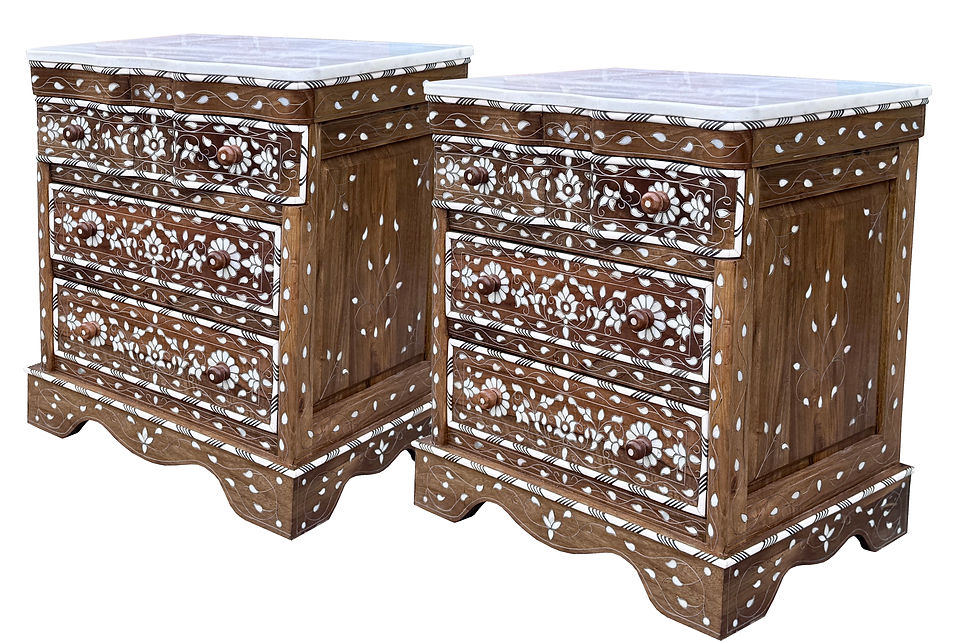 الصورة المصغرة: Syrian mother of pearl inlay nightstands