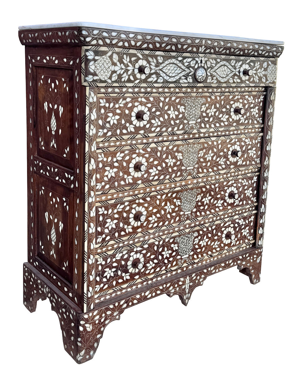 Thumbnail: Antique mother of pearl inlay highboy dresser