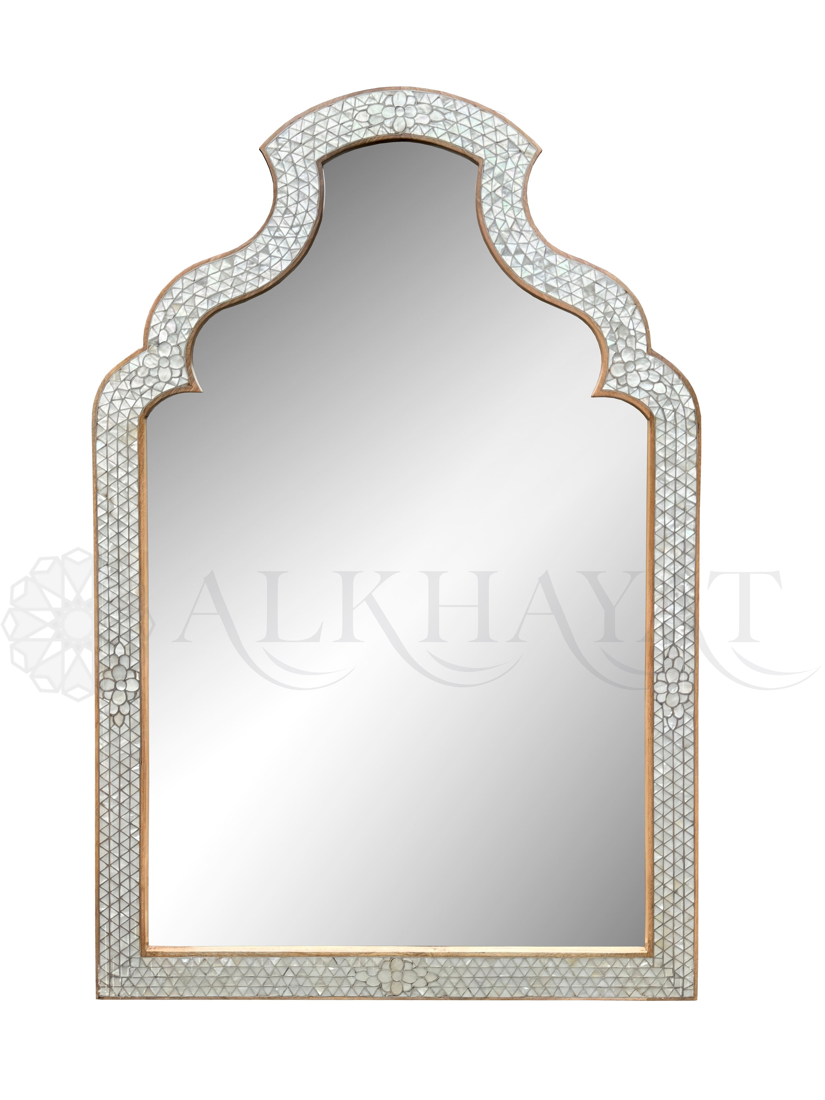 Modern White Mother-of-Pearl Inlaid Mirror