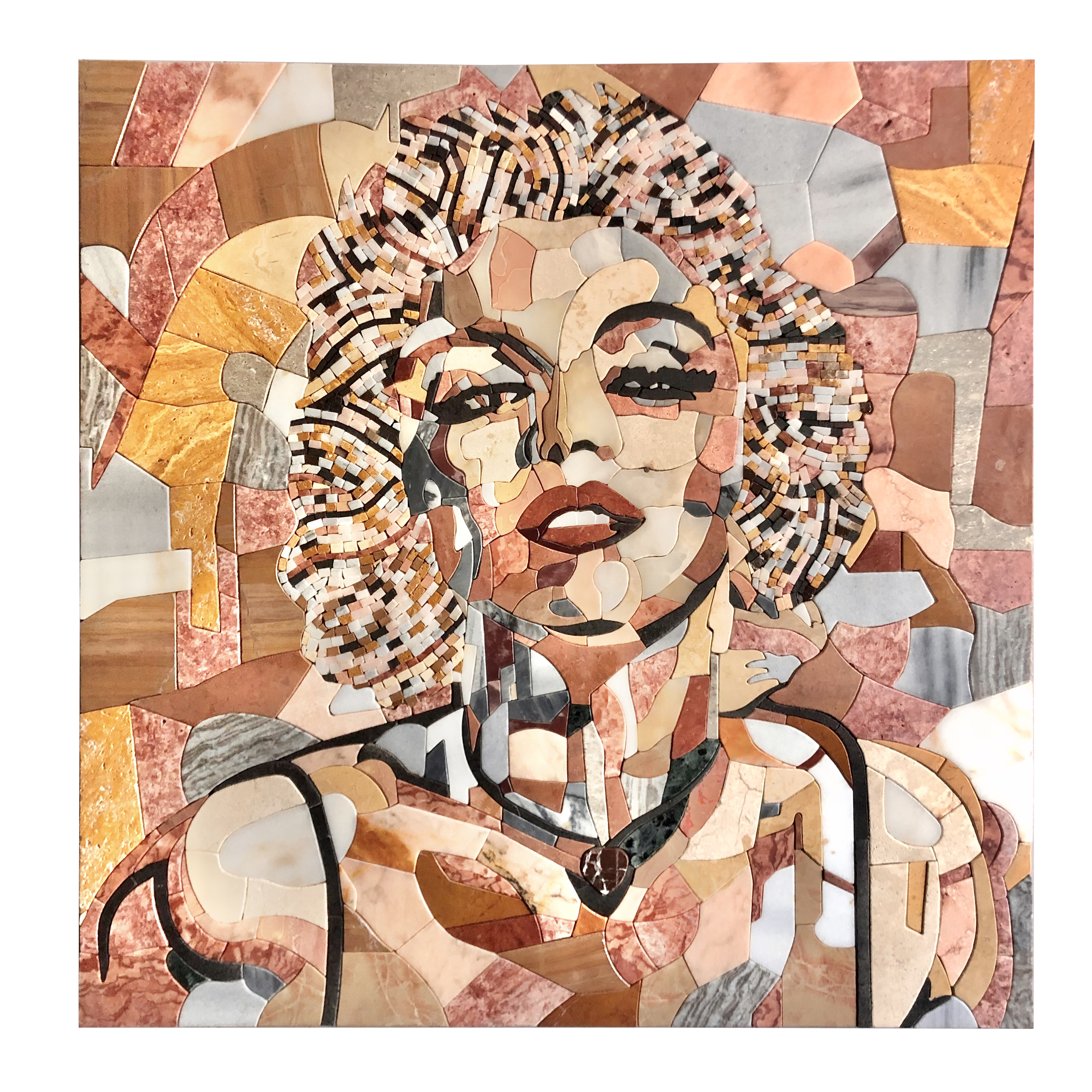 Mosaic marble inlaid wall art