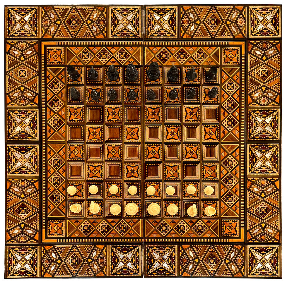 Thumbnail: Syrian Handcrafted Mosaic Folding Game Table