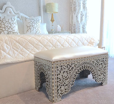 Syrian mother of pearl inlaid bench