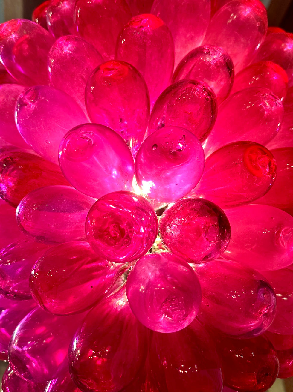 الصورة المصغرة: Pink color light fixture of recycled handblown glass #L11