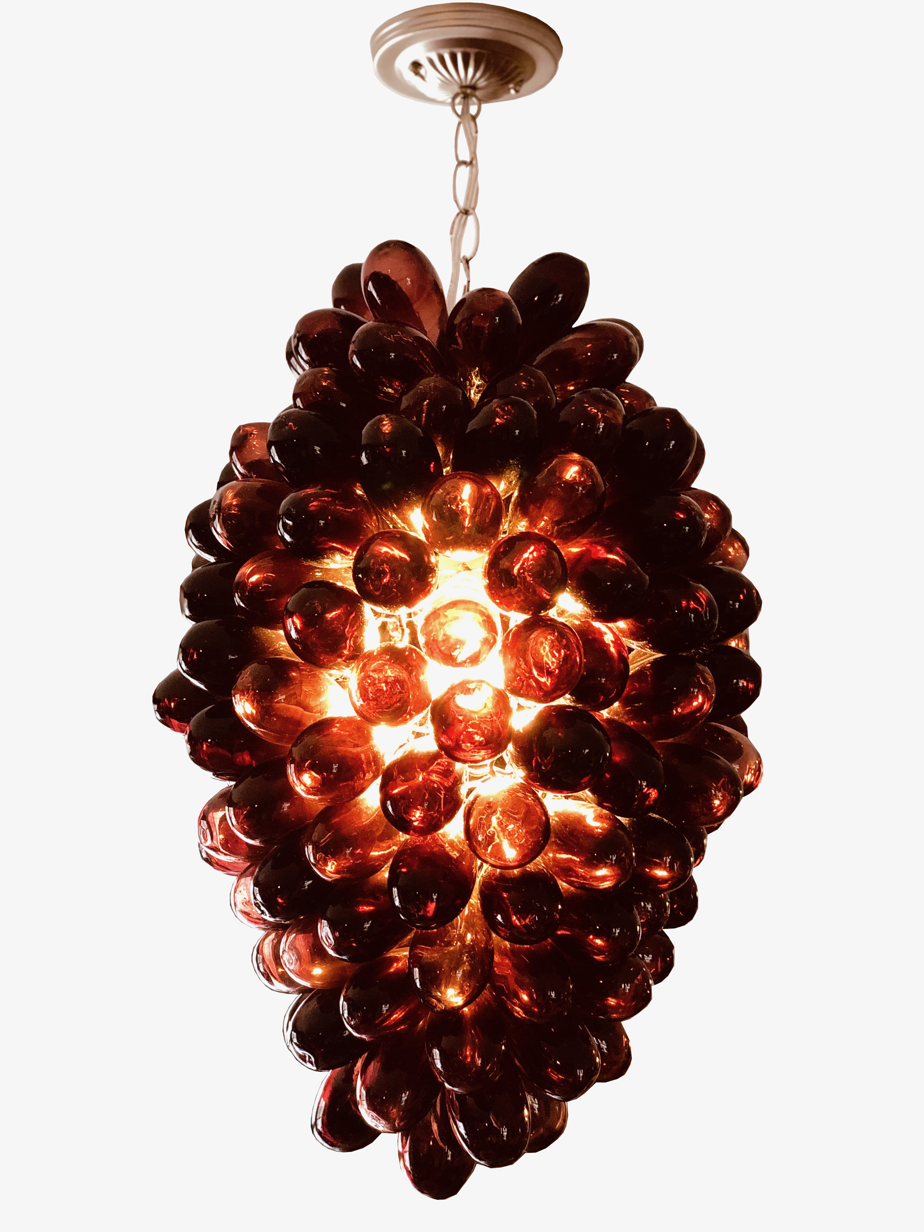 Light fixture of handblown glass