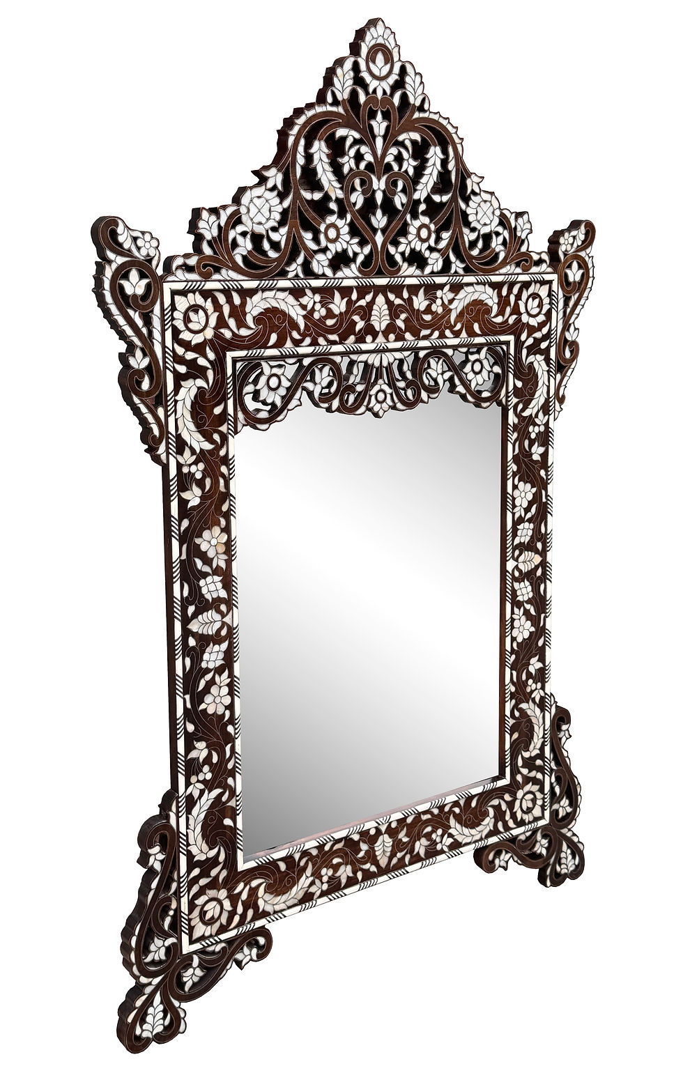 الصورة المصغرة: Handcrafted Syrian Mother of Pearl Mirror side view