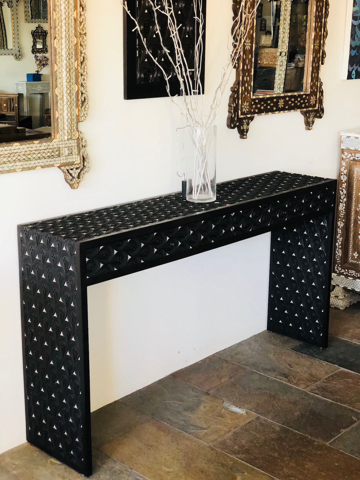 Hand carved console