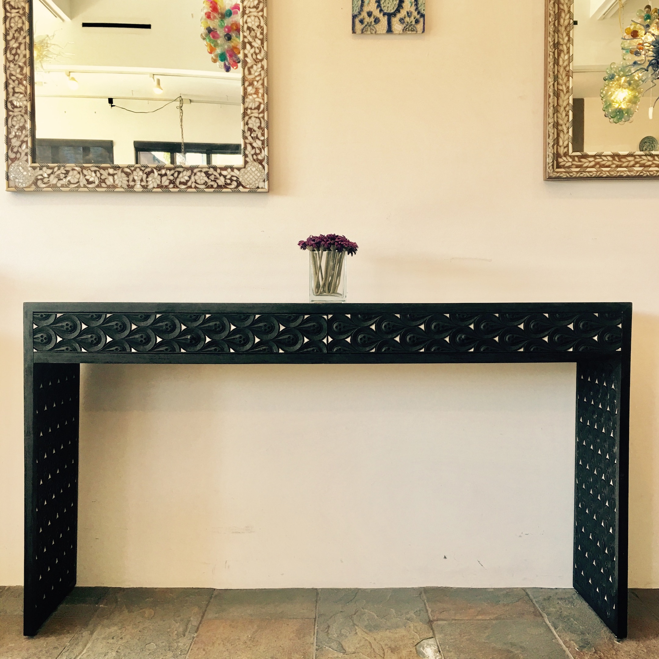 Hand carved console