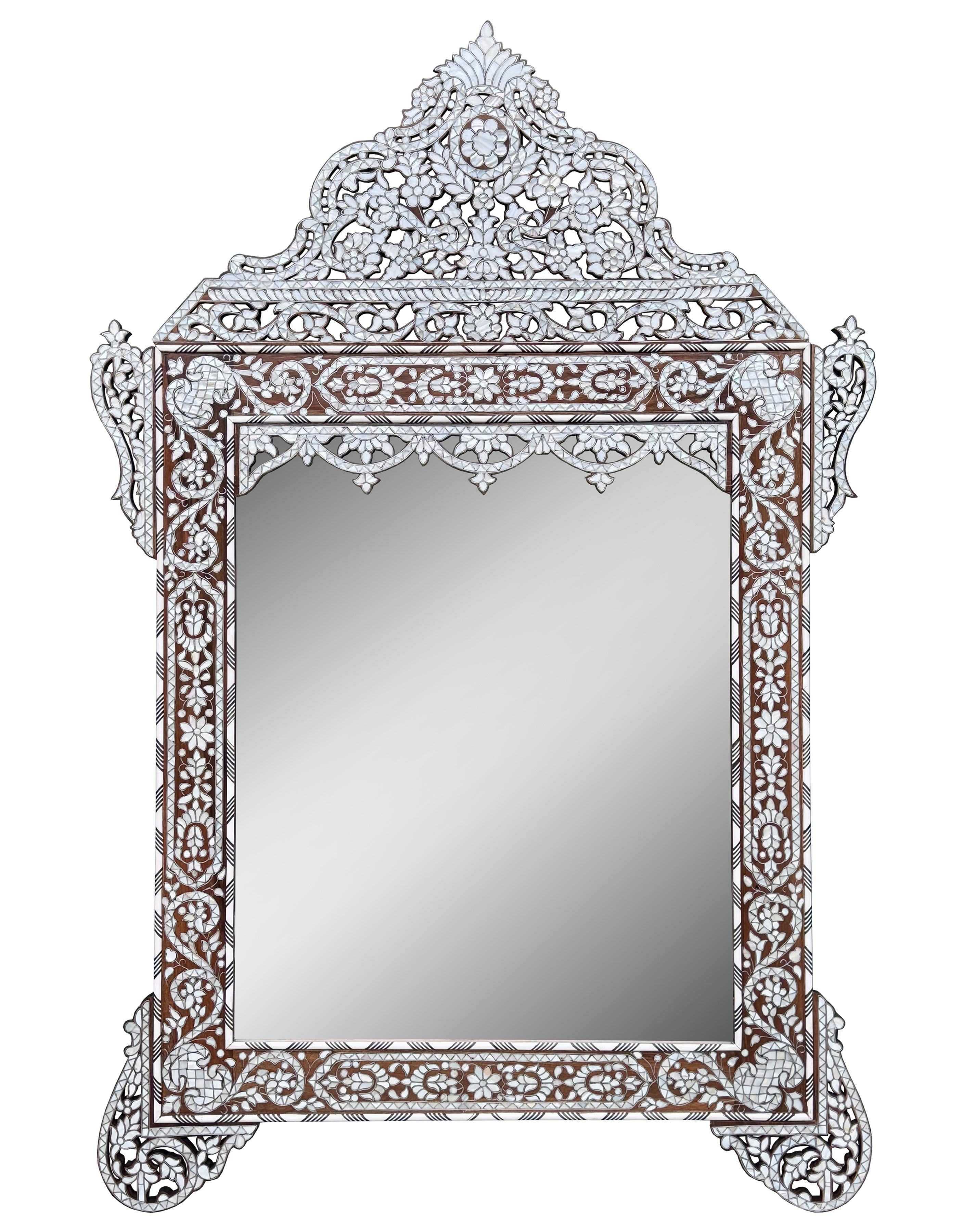 Mother of pearl inlaid Syrian mirror #2643