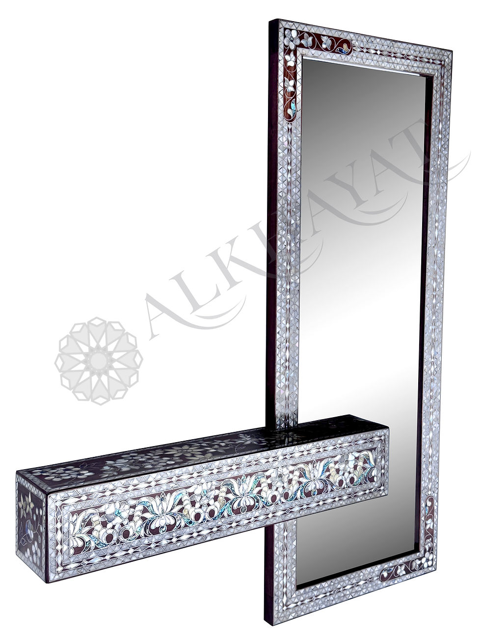 Thumbnail: Mother of pearl inlaid mirror with floating console