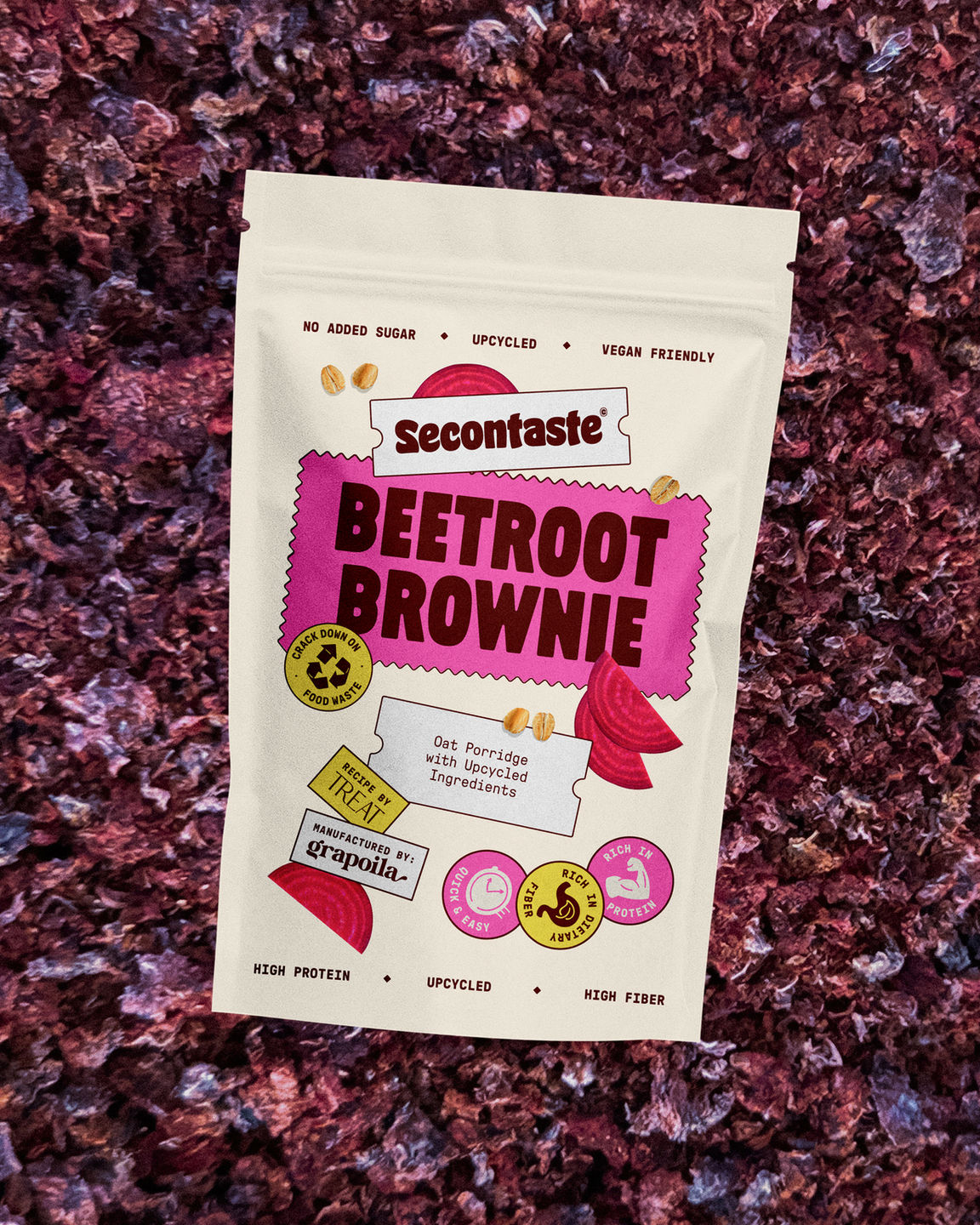 Secontaste x TREAT x Grapoila Beetroot Brownie Upcycled Instant Porridge