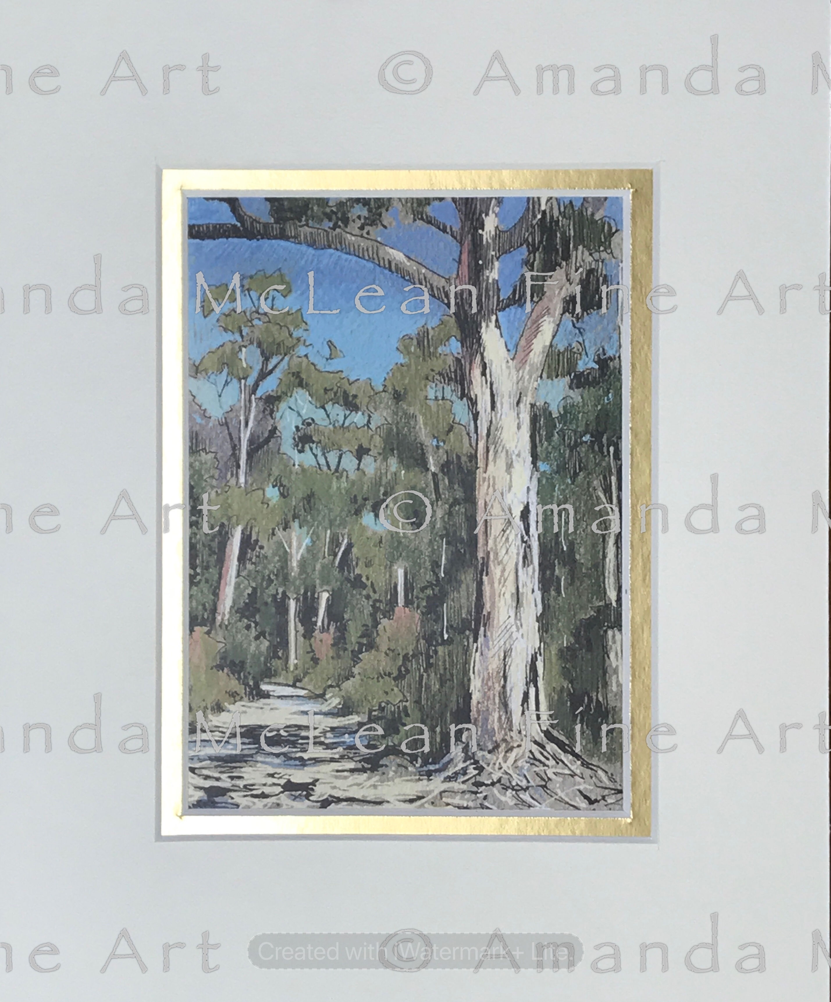 Mount Coree Gum Sketch.  Small Matted Print