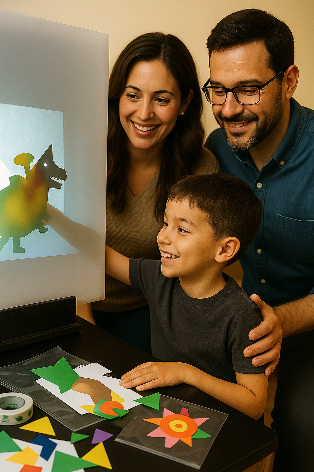 Family Playing with Shadow Puppets