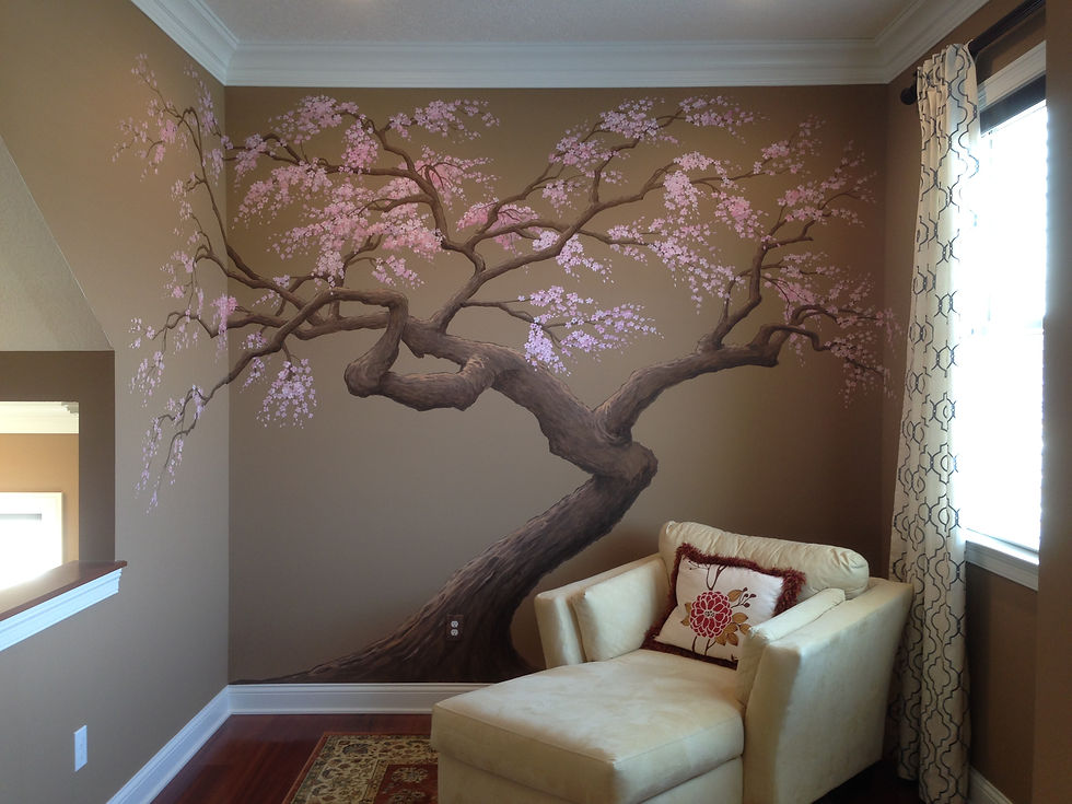 Cherry blossom tree mural