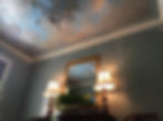 Cloud mural on ceiling