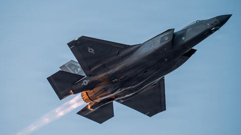  A U.S. Air Force F-35 takes flight in the Middle East in support of Operation Epic Fury, March 2, 2026. (U.S. Air Force Photo - public domain) 