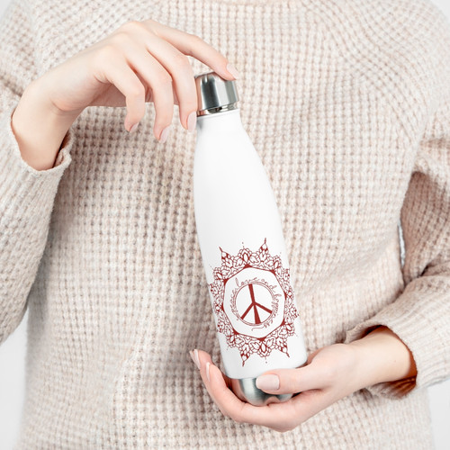3dRose Peace Love Farming Water Bottle – 21oz Stainless Steel, Double-Sided Print, Farmer Gift Idea
