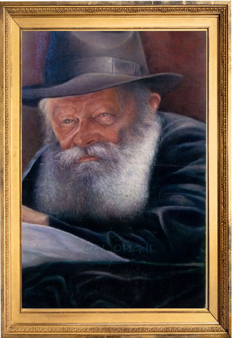 הציור המרשים הזה, שצויר בצבעי שמן על ידי הצייר המזמר אליעזר מלאי, מציג את דמותו של הרב מנחם מ. שניאורסון.